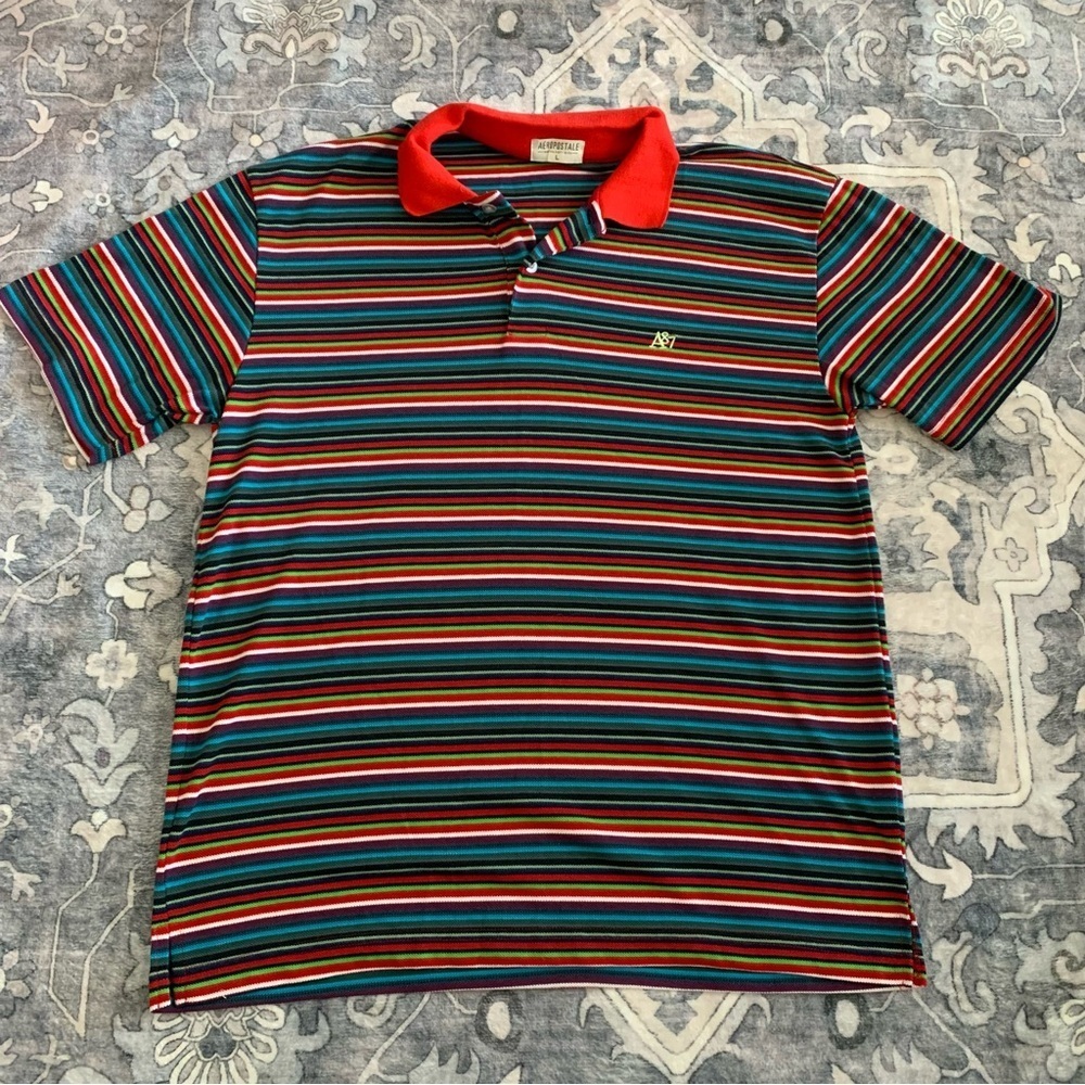 Aeropostale Multi-Colored Striped Polo Size L